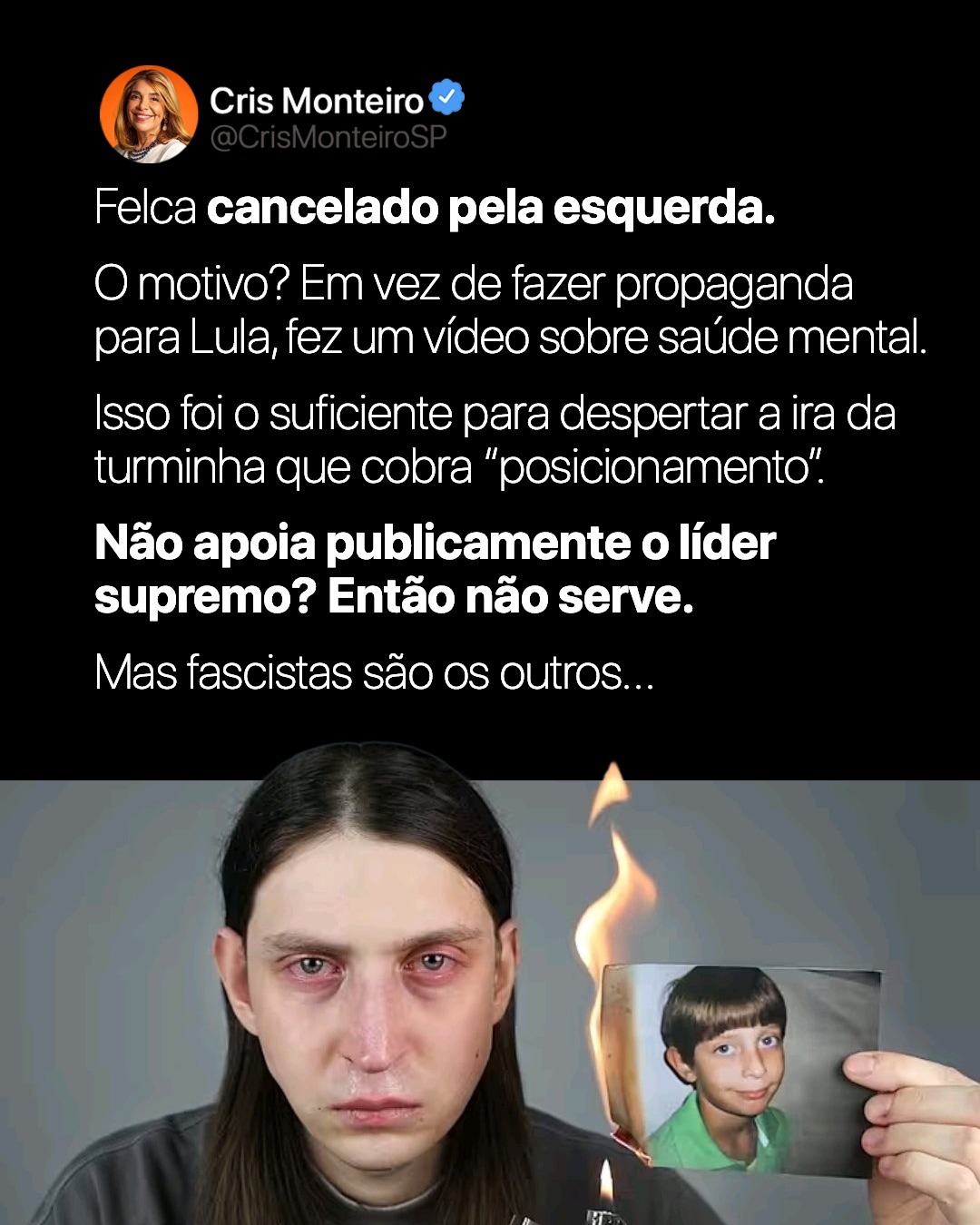 A turma é rápida em perseguir e descartar quem não segue incondicionalmente Lula.